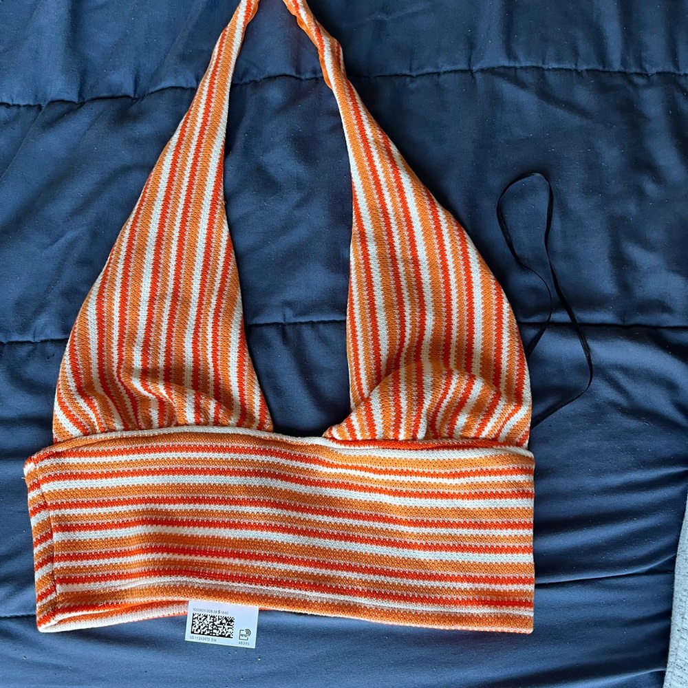 Monocrome orange and white H&M Halter top